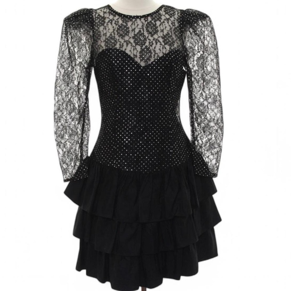 ✨ Totally 80s Glam: Rampage Vintage Cocktail Dress with Lace & Glitter